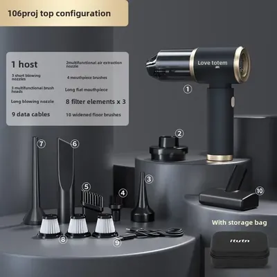 Auto-Staubsauger, große Saugkraft, superstarker kabelloser Auto-Handstaubsauger, kleines All-in-One-Gerät mit Blassaugung Image