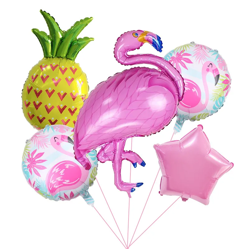 Hawaiianisches Thema Flamingo Ananas Aluminiumfolie Ballon Set Sommer Party Dekoration Hintergrund Arrangement Image