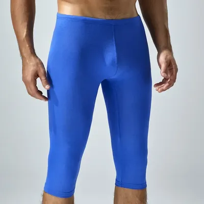 Herren-Sportshorts, Eisseide, Nachtwäsche, knielang, lange Boxershorts, schmale Passform, verlängerte Stretch-Badehose, nahtlos, weiche Slip-Homme-Hose Image