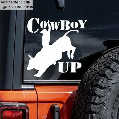 1pc Cowboy up Land Pferd Stier Reiten Auto Aufkleber für Laptop Wasser flasche Auto LKW Geländewagen Motorrad Fahrzeug Farbe Fenster wand g Image