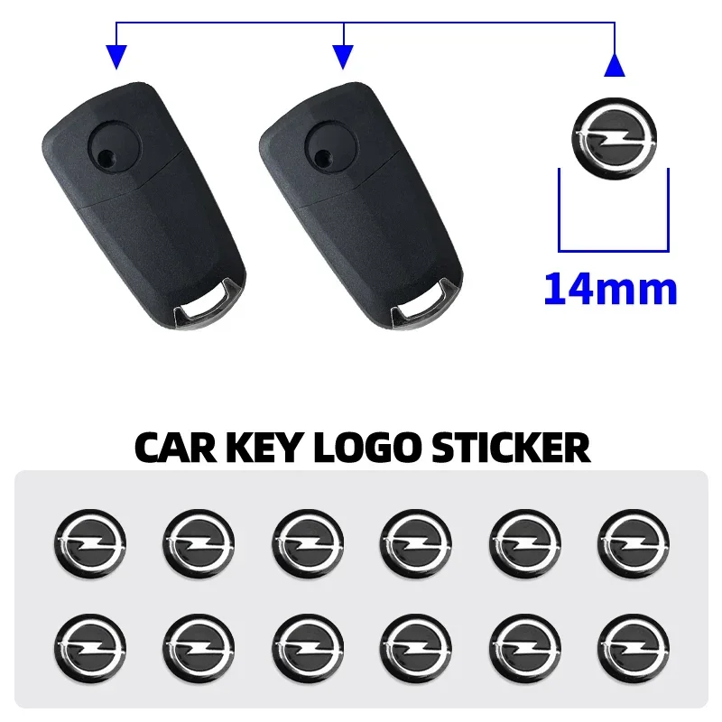 2/5/10/20pcs14MM Auto Fernbedienung Schlüssel Aufkleber Aluminium Emblem Dekoration Aufkleber Für Opel Astra j Insignia Astra g Corsa Zafira Mokka Image
