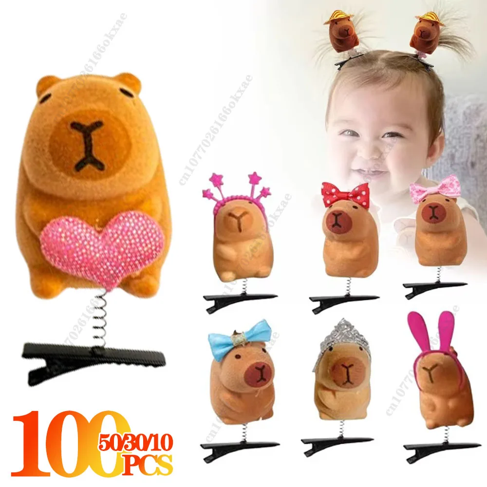 10-100PCS Kawaii Fliege Kleine 3D Capybara Haarnadel Frühling Clip Entenschnabel Clip Pony Clips Seite Clips headwear Haar Zubehör Image