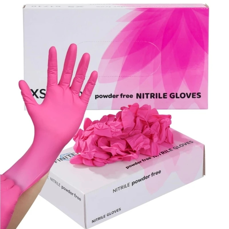 20/50/100PCS Fuchsia Nitril Einweghandschuhe 3,5mil Latexfreie Haushaltsreinigungshandschuhe für Frauen Küche Hausgarten Auto Image