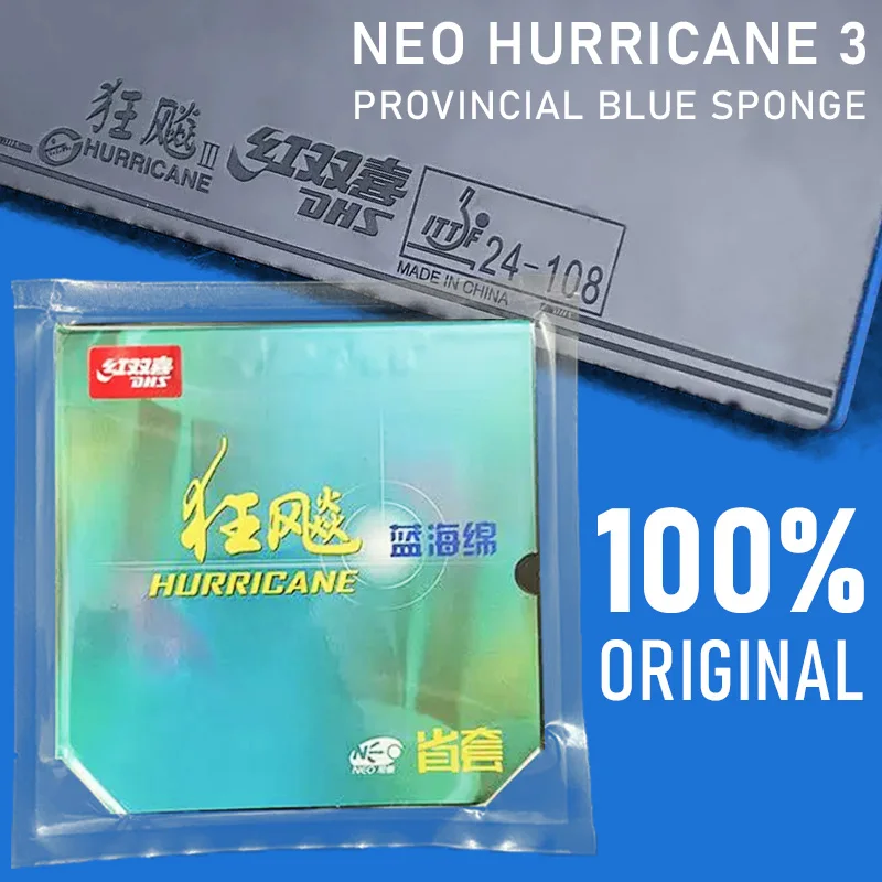 DHS Neo Hurricane 3 Provincial Blauer Schwamm Tischtennisgummi Klebrige professionelle Ping-Pong-Gummiplatte NEO H3 Prov BS Image