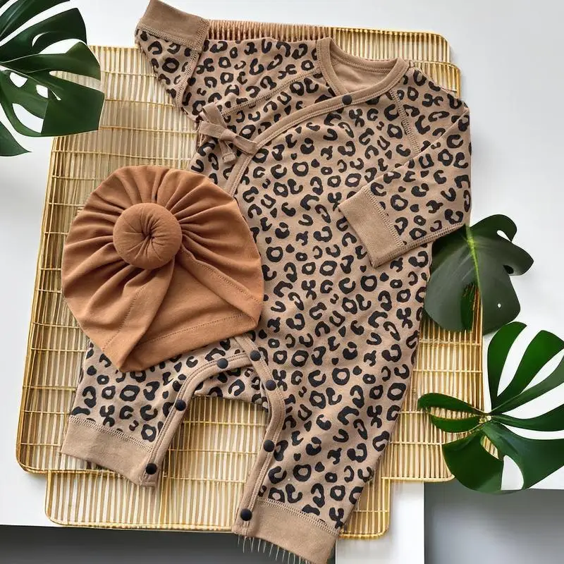 Herbst Kleidung Leopard Strampler für Jungen Mädchen kinder Kleidung Neugeborene 0-3 Monate Baby Frühling Kinder Mönch Kleidung (keine Hüte) Image