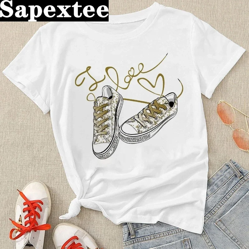 Sommer neue 90er coole Turnschuhe Kurzarm Print Kleidung Damen T-Shirt Harajuku koreanische Version Mode Frau Tops T-Shirt Image