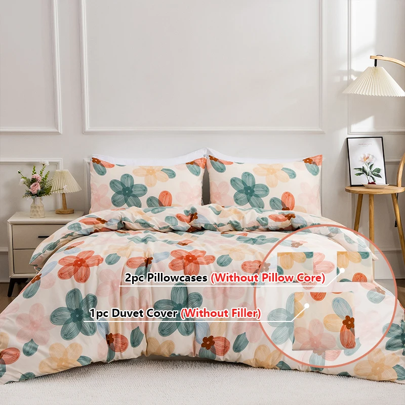 3pc Blumen welt Bettwäsche set haut freundlich 100% Polyester 1 Bett bezug 2 Kissen bezug ohne Kern vier Jahreszeiten Wohnkultur Image