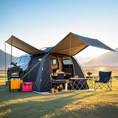 6 Person SUV Tent,Car Rear Tent Car Rear Canopy Tent With Anti-mosquito Sunshade Tarp,CZ-681 Family Car Tailgate Tent,Trunk Tent