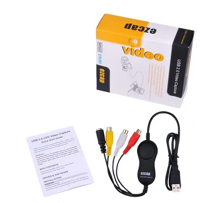 USB 2.0 UVC-Videoaufnahmekarte VHS-zu-Digital-Konverter unterstützt CVBS und S-Video-Eingang, Camcorder, Game-Player zu PC und Laptop Image