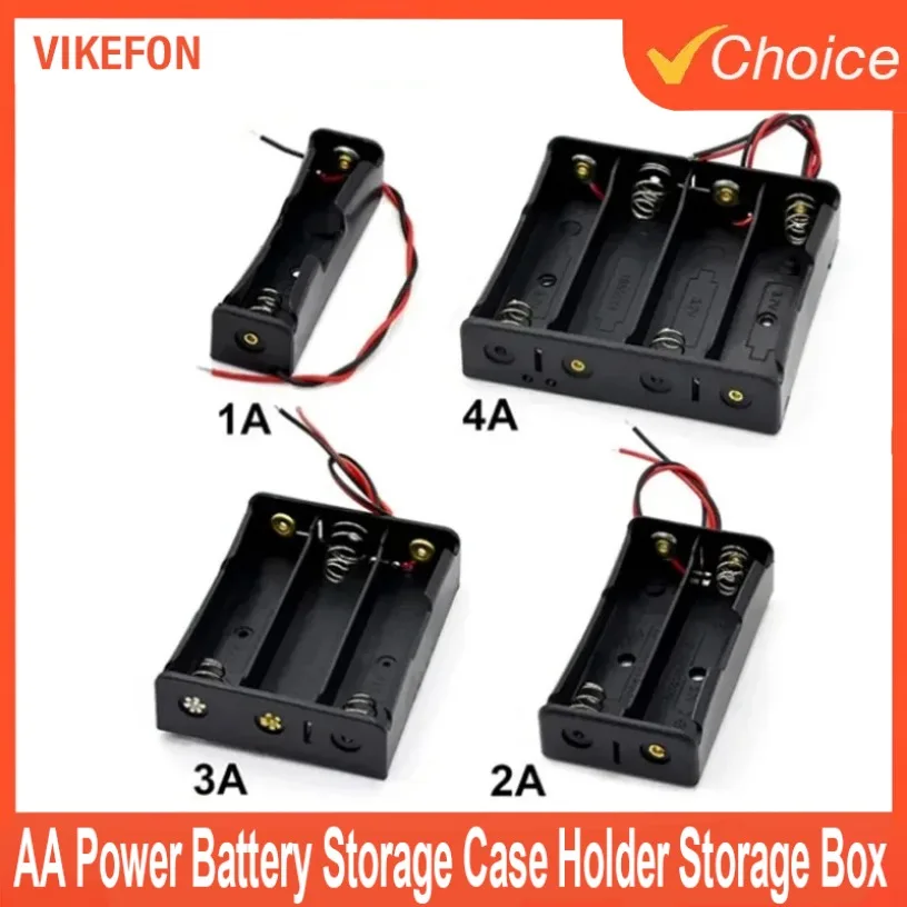 1/2/3/4 Slots Ports 1,5 V AA Power Batterie Aufbewahrungskoffer Halter Aufbewahrungsbox DIY führt Schwarz Wird für Reparaturwerkzeuge verwendet Image