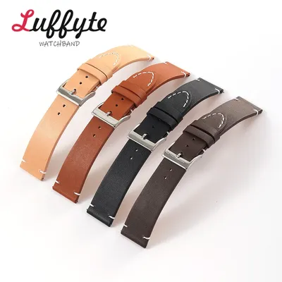 Rindsleder Armband Schnellverschluss Riemen 18mm 20mm 22mm 24mm Smartwatch Band Uhren Zubehör Image