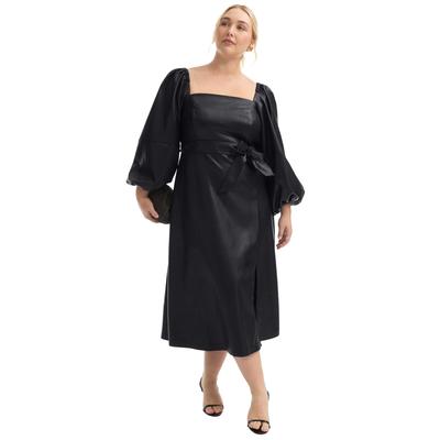 Plus Size Women's Puff-Sleeve Maxi Dress by June+Vie in Black Onyx (Size 26/28)