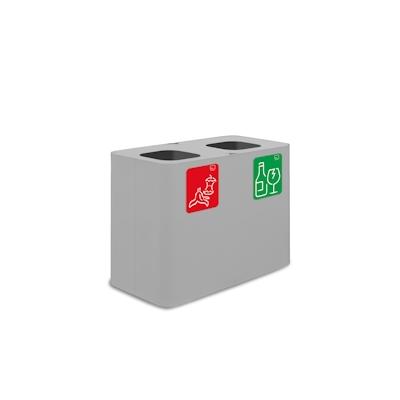 Stil Casa PURE Abfallsammelsystem, lackierter Stahl, 80x38xh. 50 cm, 140 Liter mit zwei Fächern zu je 70 Litern, weiß.