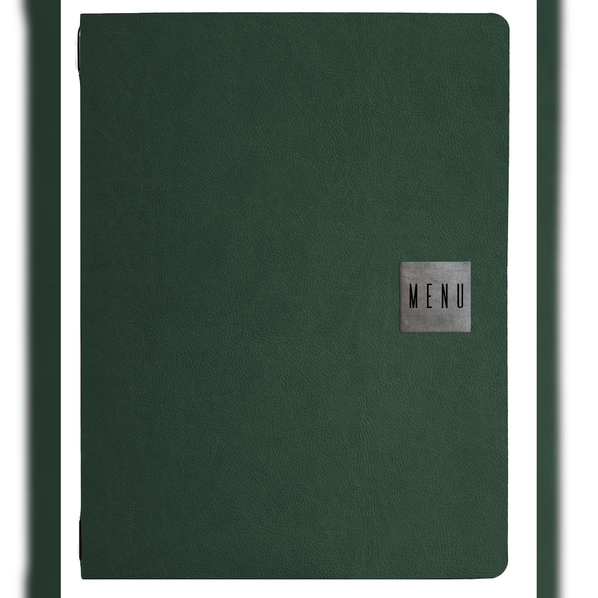 Stil Casa, Set 12 Speisekartenhalter A4, Polyurethan, 24,3x31,6 cm, 3 Innenhüllen, Gummiband, Farbe Grün. Image
