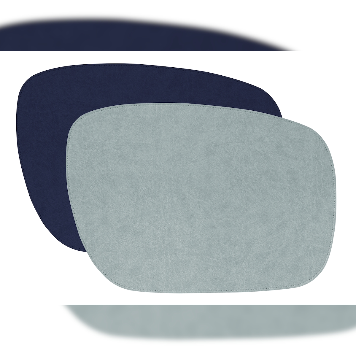 Stil Casa, Set von 12 zweifarbigen Tischsets, mit genähtem Polyurethan kombiniert, 44xh. 31 cm, Dollar-Finish, Farbe Hellblau/Blau. Image