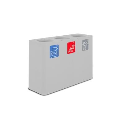 Stil Casa PURE Abfallsammelsystem, lackierter Stahl, 115x38xh. 80 cm, Abdeckung mit kippschwenkbarem Deckel, 300 Liter, weiß. Image