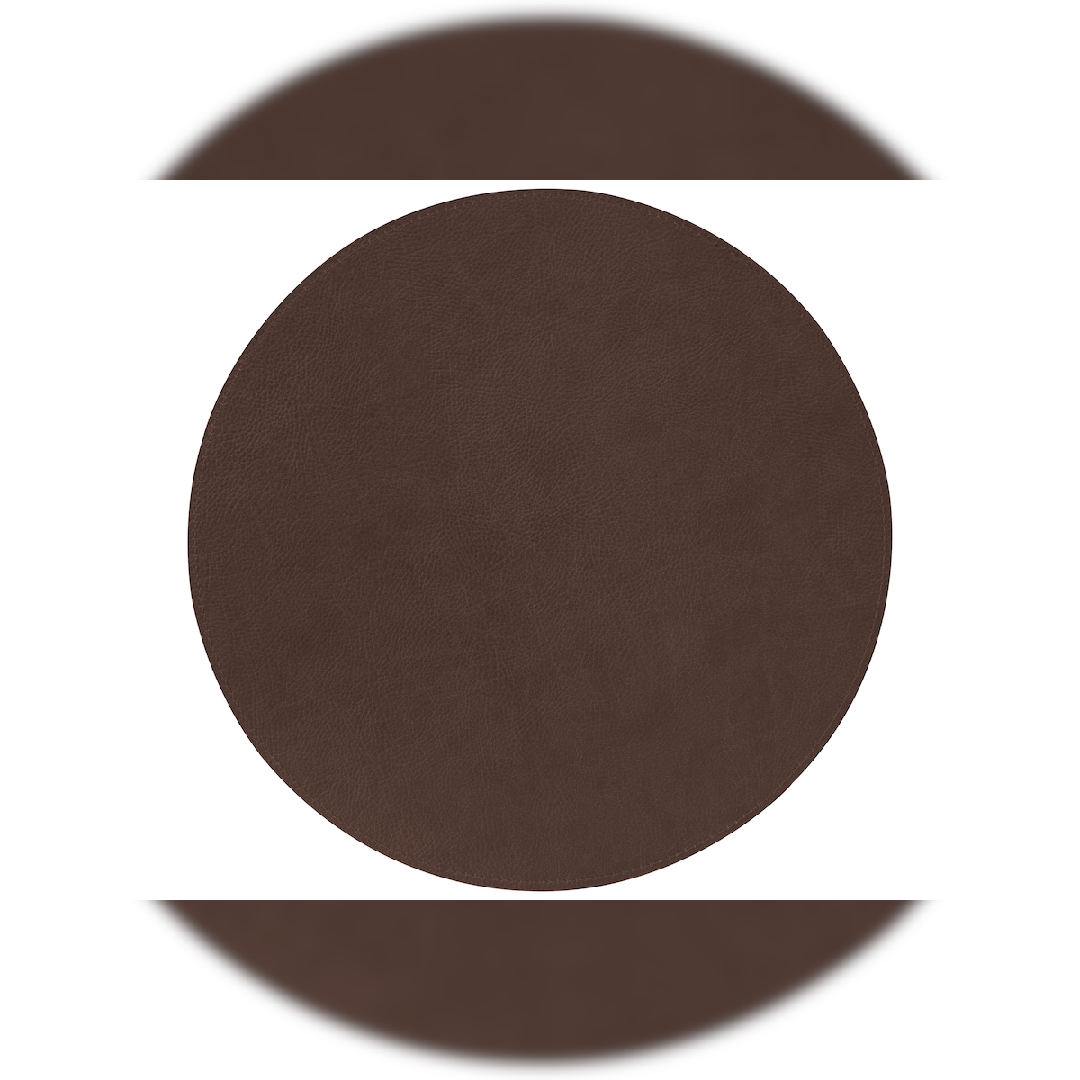 Stil Casa, Set von 12 einfarbigen Untersetzern, genähtes Polyurethan, Ø 20 cm, Dollar-Oberfläche in brauner Farbe. Image