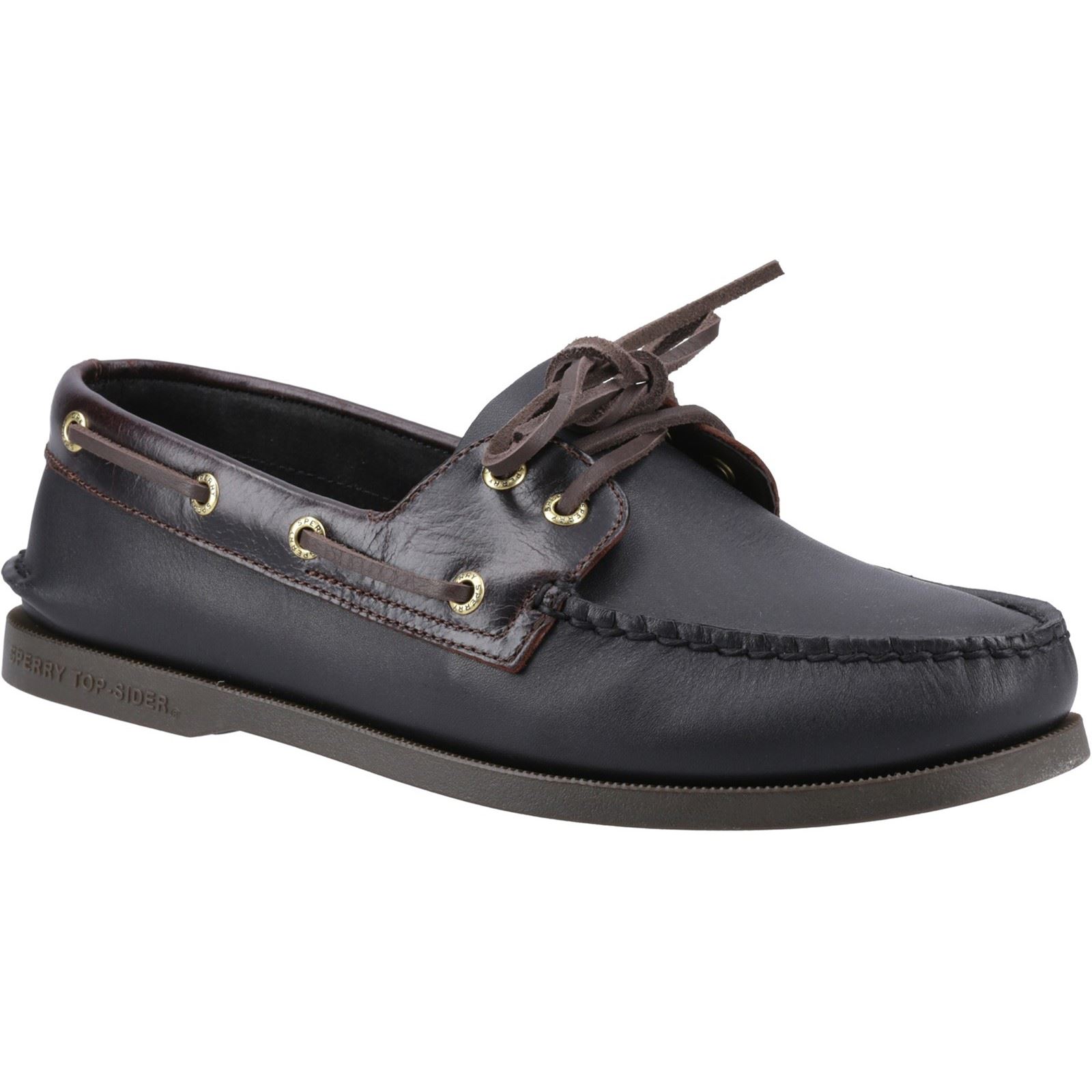 Sperry Authentische 2-Augen Leder Herren Amaretto/Schwarz Bootsschuhe