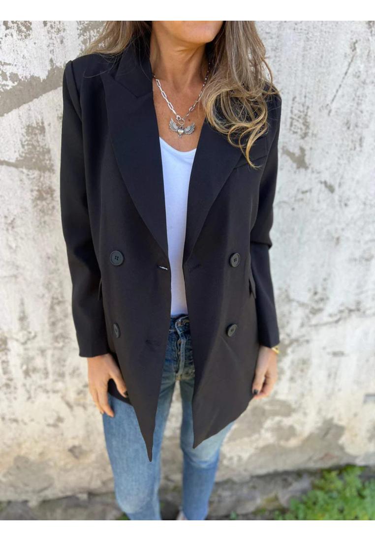 Damen Blazer mit Kragen in voller Größe und langen Ärmeln Image