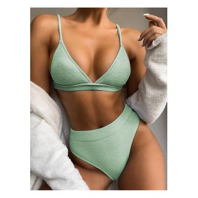 Damen Bikini-Set mit Spaghetti-Trägern und Rippstrick Image