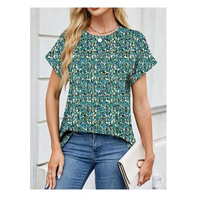 Damen Bedrucktes Rundhals Kurzarmshirt Image