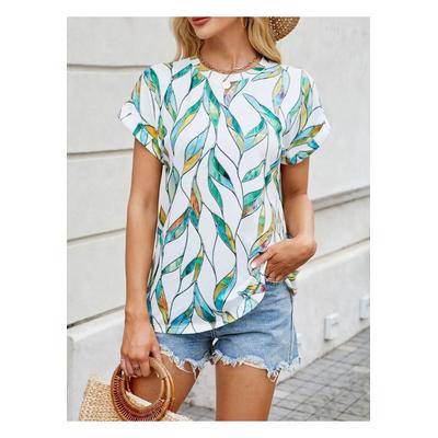 Damen Bedrucktes Rundhals Kurzarmshirt Image