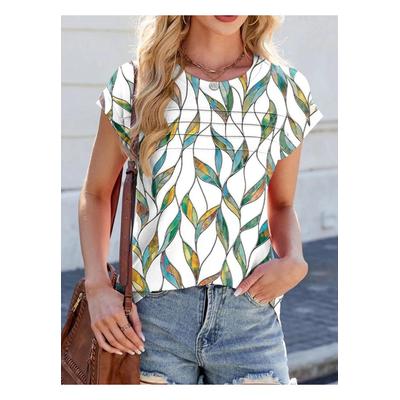 Damen T-Shirt mit Rundhalsausschnitt und Cap-Ärmeln Image