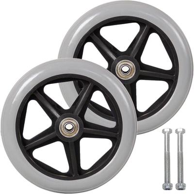 6-Zoll-Vorderradlenkrollen, 2 Stück Rollstuhl-Ersatzräder, rutschfester Vollreifen, 150 mm, Grau in Image