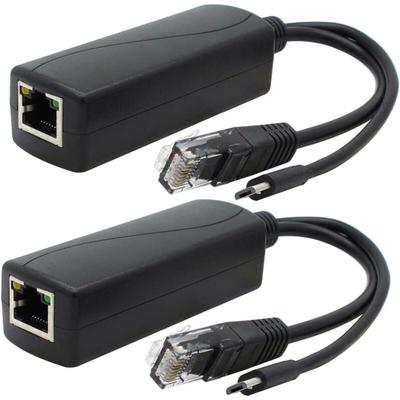 Aougo - 2er-Pack Gigabit-PoE-Splitter, 48 v auf 5 v 2,4 a Micro-USB-Ethernet-Adapter, funktioniert Image