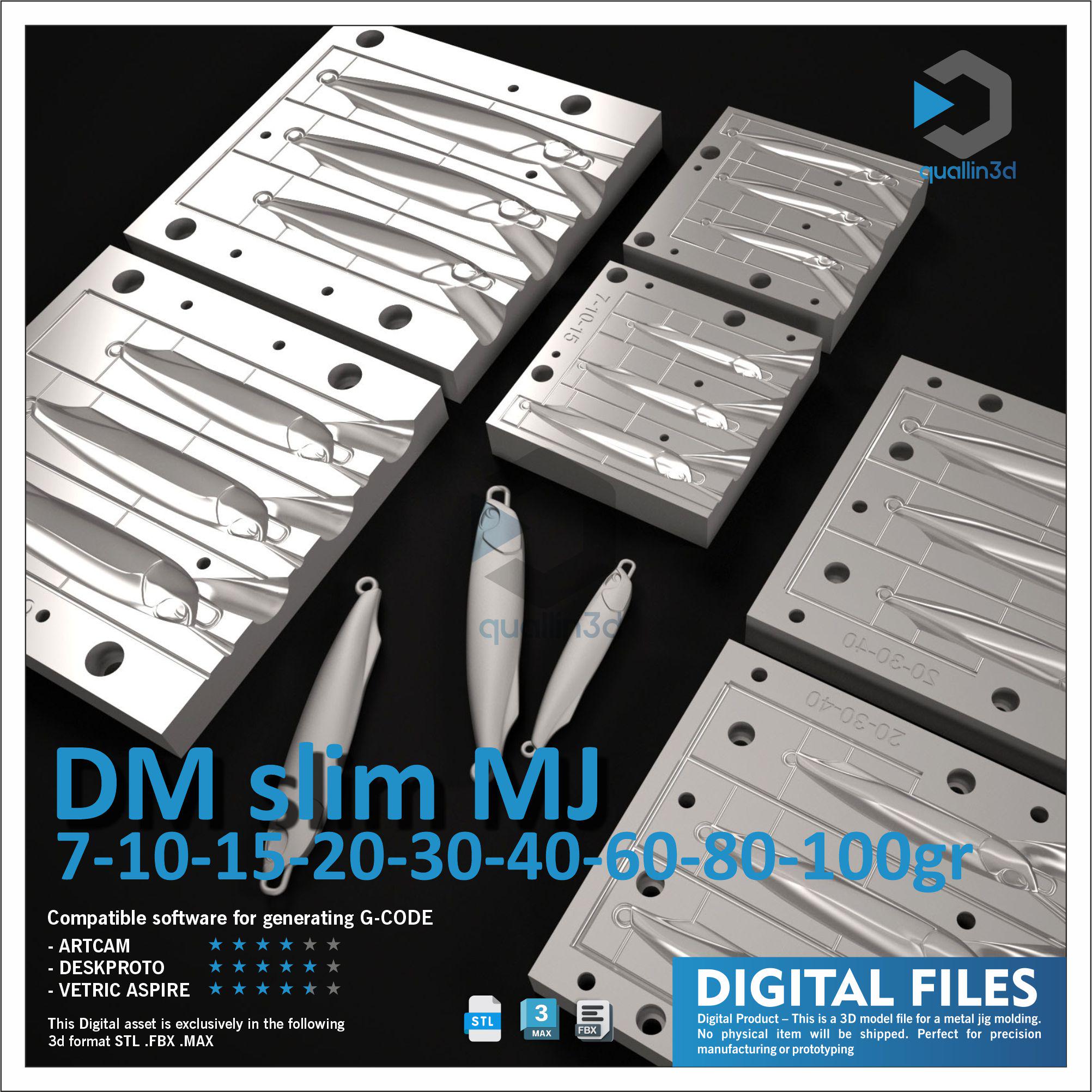 DM Slim cast 7-10-15-20-40-60-80-100 GR Metallo Jig Stampo Modello 3D Stl FBX Max / CNC