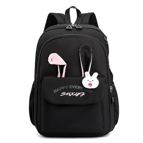 Zaino scolastico da bambina con orecchie da coniglio, grazioso zainetto impermeabile con portachiavi in peluche per studentesse delle scuole elementari e medie, zaino leggero e capiente per il ritorno a scuola.