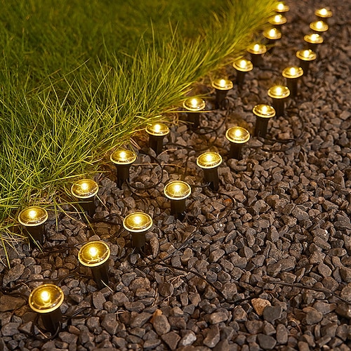 Luci solari da terra con guida, confezioni da 15/30, luci solari piatte da esterno, luci solari da giardino a disco impermeabili, per vialetti, muri, gradini, terrazze, cortili, prato, vialetti