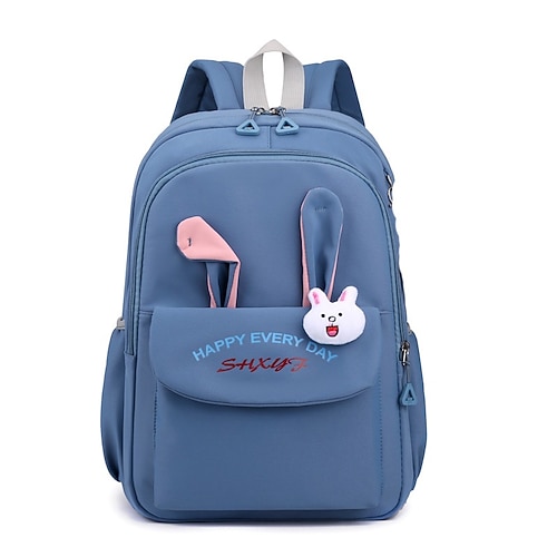 Zaino scolastico da bambina con orecchie da coniglio, grazioso zainetto impermeabile con portachiavi in peluche per studentesse delle scuole elementari e medie, zaino leggero e capiente per il ritorno a scuola.