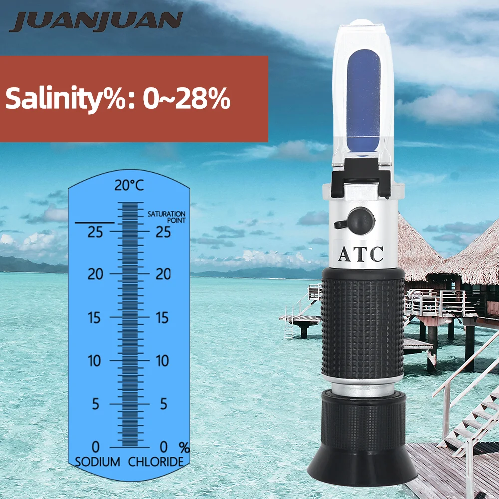 ATC 0–28 % Salzgehaltmessgerät, Salzspezifisches Gewicht, Meeressalinometer, Meerwasser-Refraktometer für Aquarien-Marikultur Image