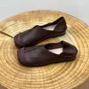 Braune Leder reine handgemachte Schuhe The Retro Art Mori Girl Schuhe Damen Casual Flats Schuhe Two Way To Wear