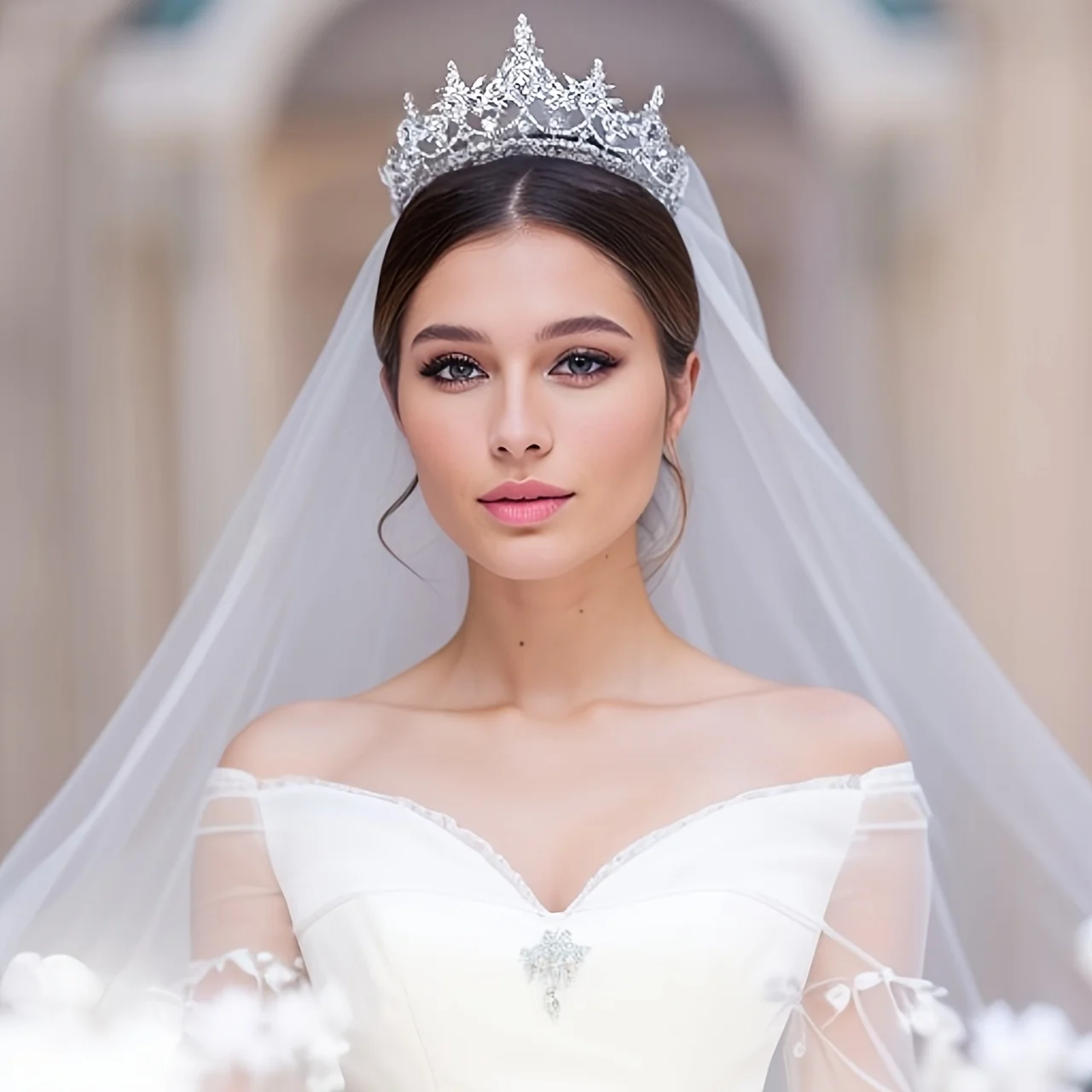 Mode Silber Farbe Braut Kronen Für Hochzeit Haar Zubehör Kristall Prinzessin Tiaras Diadem Frauen Haar Zubehör Image