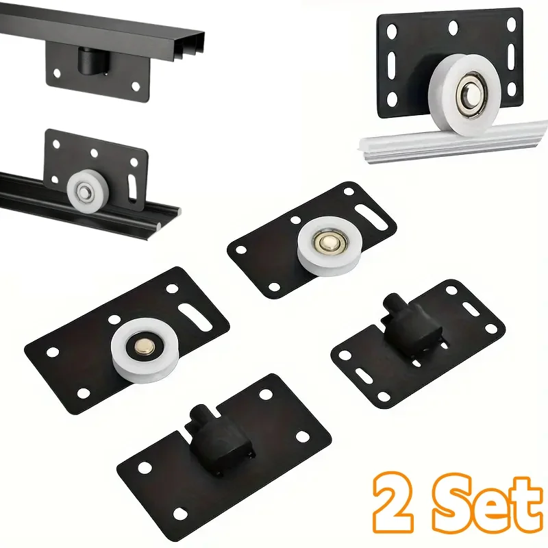 2er Set Kleiderschrank Schiebetür Roller Schrank Riemenscheibe Schrank Rollen Schrank Schiebetüren Rad Aluminium Schiene Läufer Hardware