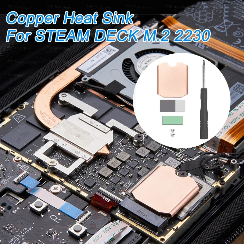 Für Steam Deck SSD Kupfer Kühlkörper Spielkonsole Kühlung Thermal Pad Spiel Zubehör für SteamDeck M.2 2230 Kühler Pad Image