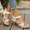 Neue Damen Peep Toe High Heel Sandalen Sommer Gladiator Schuhe Blockabsatz Plattform Damen Sandalen Blume Damen Schuhe mit Absatz