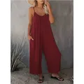 Tuta da donna Plus Size alla moda 1XL-5XL tinta unita tuta Casual da donna con scollo a v e scollo a v Casual allentata elegante