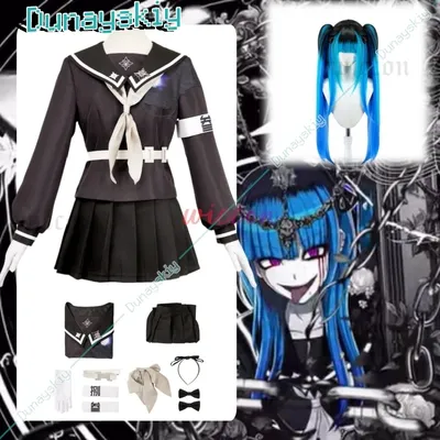 The Hundred Line Darumi Amemiya Cosplay Kostüm Perücke Kampfuniform Kopfbedeckung Last Defense Academy Halloween Party für Mädchen Geschenke Image