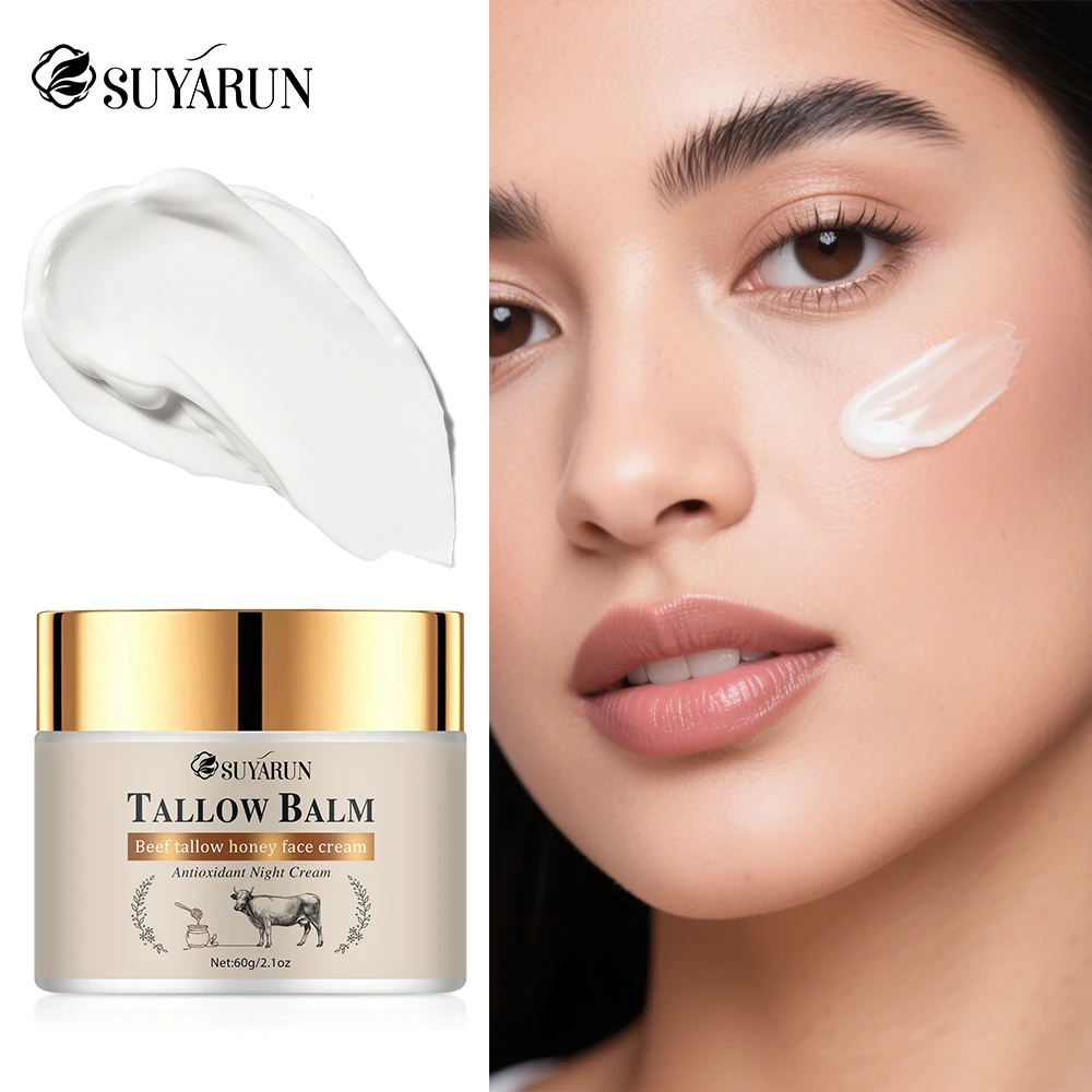 SUYARUN Bio-Hallow-Gesichtscreme mit Honig- und Olivenöl – feuchtigkeitsspendende Anti-Aging-Hautpflege für trockene, empfindliche Haut. Image