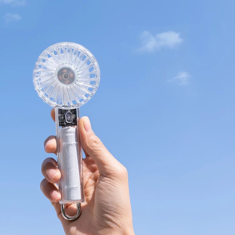 Transparenter Hand-Hochgeschwindigkeitsventilator, USB, für Studenten, im Freien, wiederaufladbar, tragbar, verstellbar, starke Windkraft, praktische kleine Ventilatoren Image