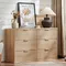 Fluted 6 Drawers Dresser for Bedroom, 48" Wide Modern Chest of Drawers with Metal Handle, Natural Curved Profile Farmhouse Clos