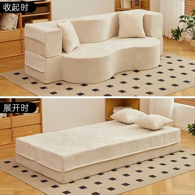 Nordic Lazy Sofa Klappschlafsofa Kleine Wohnung Sitzen und Schlafen Doppeltes abnehmbares und waschbares integriertes Dual-Purpose-Sofa