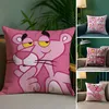 Rosa P-P-Panthers Anime-Kissenbezug, Anti-Dustmite-Kissenbezug, unsichtbarer Reißverschluss, seidiger kurzer Plüsch-Sofa-Kissenbezug