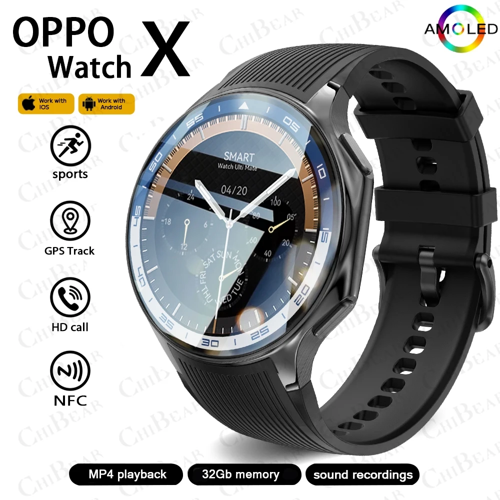 Für Oppo Uhr x Smartwatch Männer 32GB Speicher MP4-Player beschreibbares Album sparen Frauen Bluetooth Anruf Smartwatch 2024 Mode neu Image