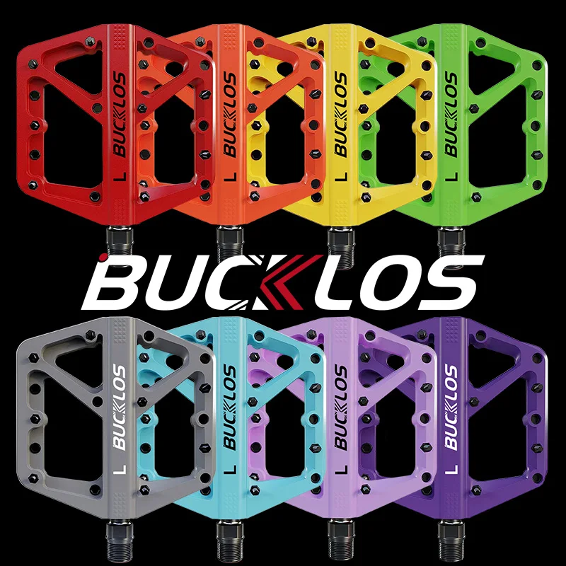 BUCKLOS Pedale per bicicletta antiscivolo DU Cuscinetto Pedali per bici da strada di montagna Nylon ultraleggero MTB Ciclismo Pedale piatto Accessori per bici