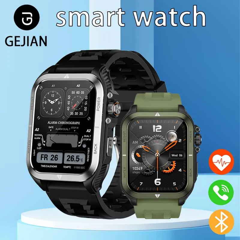 Die neue Herren-Smartwatch von GEJIAN unterstützt mehrere Sportmodi, Herzfrequenz-Gesundheitsüberwachungsfunktion, Sprachassistent-Smartwatch Image
