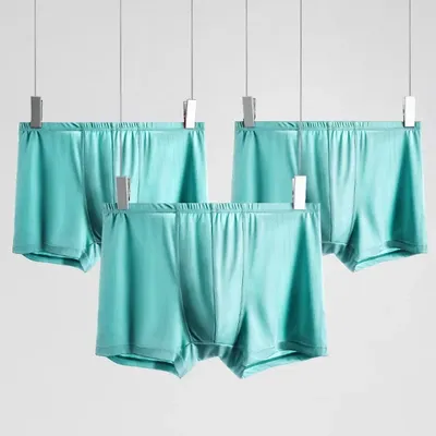 2 Stück Herrenunterwäsche, Herren-Charm, Eisseide, sommerdünn, flache Hose, antibakterielles Innenfutter, sportliche Jugend, lockere kurze Hose Image